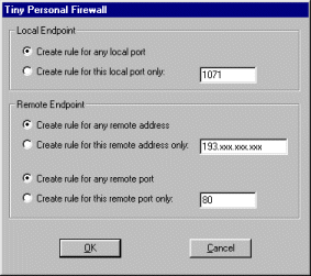 Le logiciel Tiny personnal firewall peut créer des règles d'accès pour chaque application