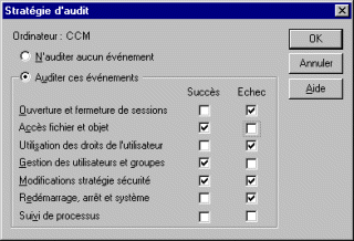 La stratégie d'audit sous Windows NT