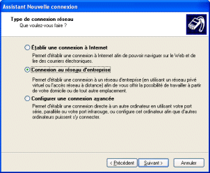 connexion au réseau d'entreprise